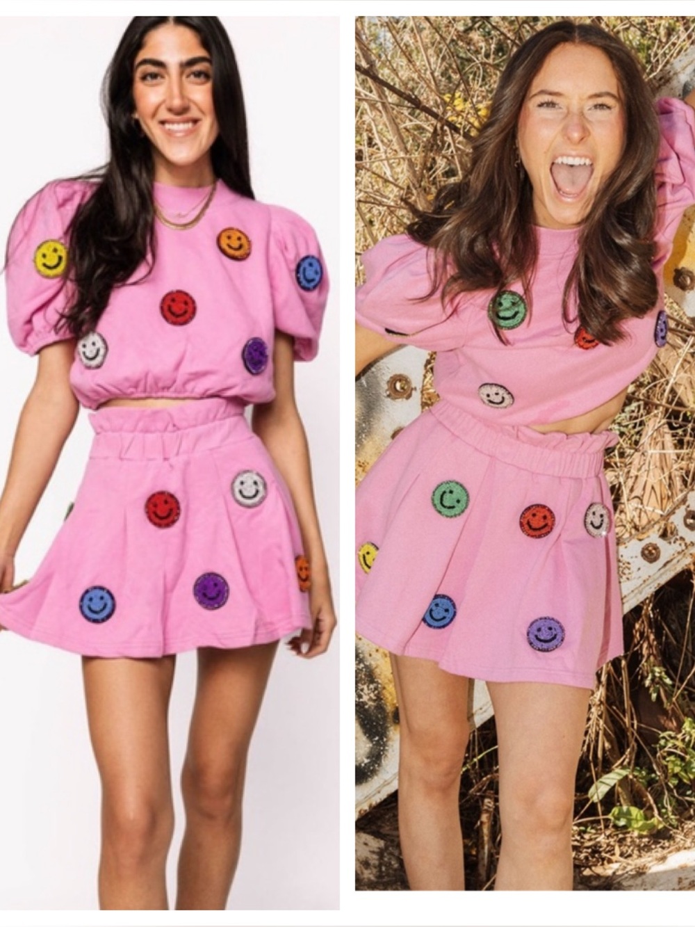 Queen Of Sparkles Smiley Face 3D Skort Set